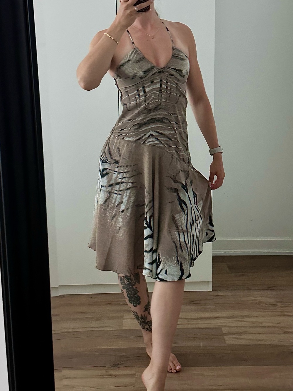 Vintage Just Cavalli Animal Print Halter Midi Dress SIZE 4-6 US